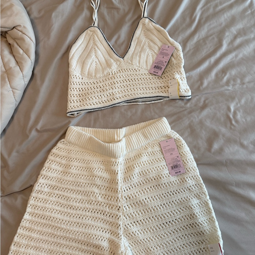 Target Cream Crochet Top and Shorts Set